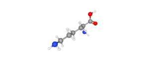 chemical structure of lysine, an amino acid used in the composition of custom diets